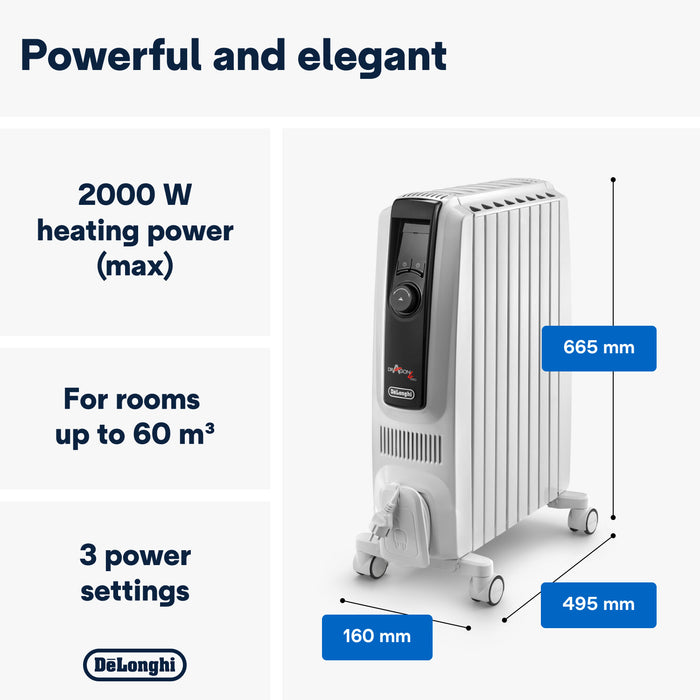 DeLonghi Dragon 4 2KW Oil Filled Radiator 2KW with Electronic Timer | TRDX40820E