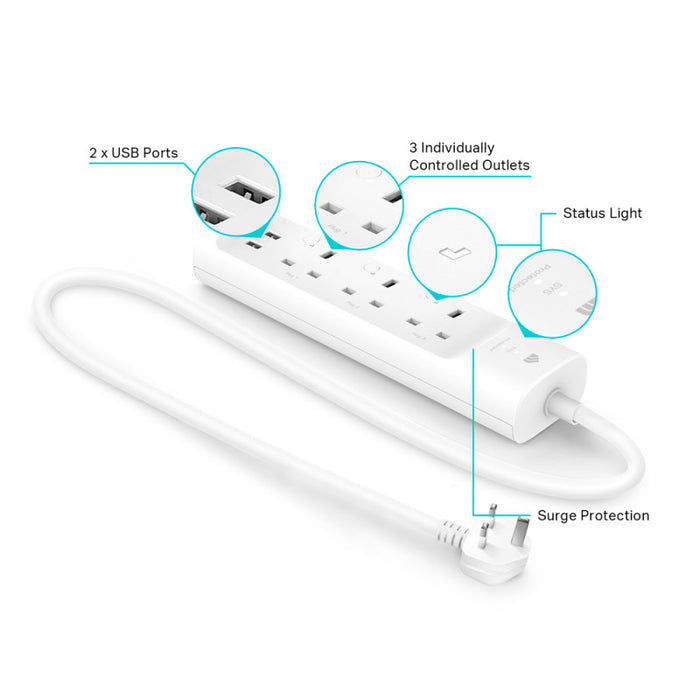 TP-Link Kasa WiFi Power Strip 3 outlets with 2 USB Ports | KP303