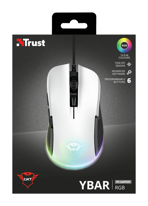 TRUST GXT922W YBAR Gaming Mouse - White | T24485