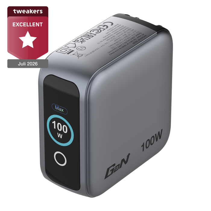 Verbatim Mini GaN 100W 3-Port Wall Charger with TFT Touch Display | 30239