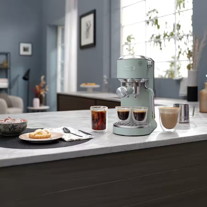 De'Longhi Dedica Duo Espresso Coffee Machine with Cold Brew and My LatteArt Steam Wand - Green | EC890.GR