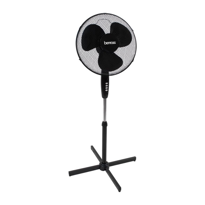 BENROSS Fan Benross 16" Oscillating Pedestal Fan - Black | 438302 IRWINS MEGASTORE
