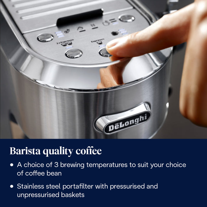 DELONGHI Dedica Maestro Plus Coffee Machine - Silver | EC950.M