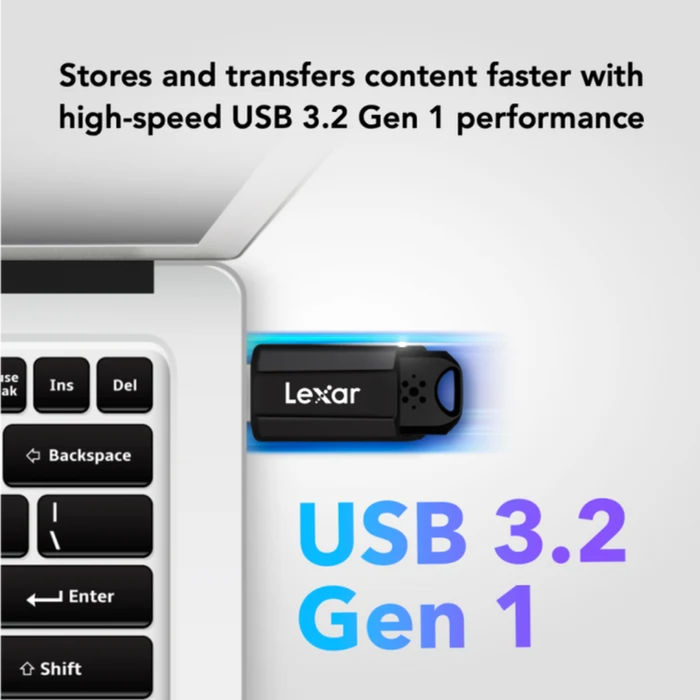 Lexar JumpDrive S80 32GB USB 3.2 Gen 1 Flash Drive with 256-bit AES - Black | LJDS080032G-BNB