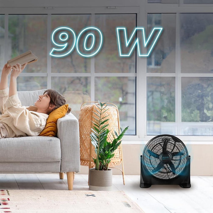 Cecotec EnergySilence 2000 FloorFlow 20" Floor Fan, 90W with 3 Speeds - Black | 411400