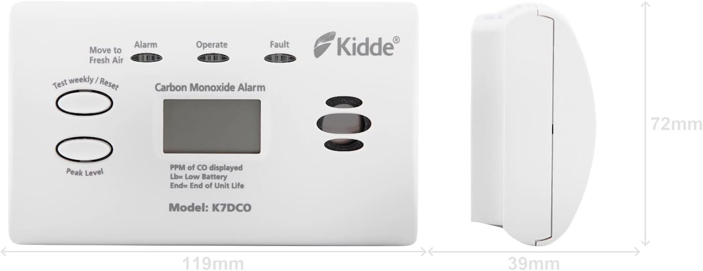 Kidde 7DCO Ten Year Life Carbon Monoxide Alarm with Digital Display | FSK7DCO