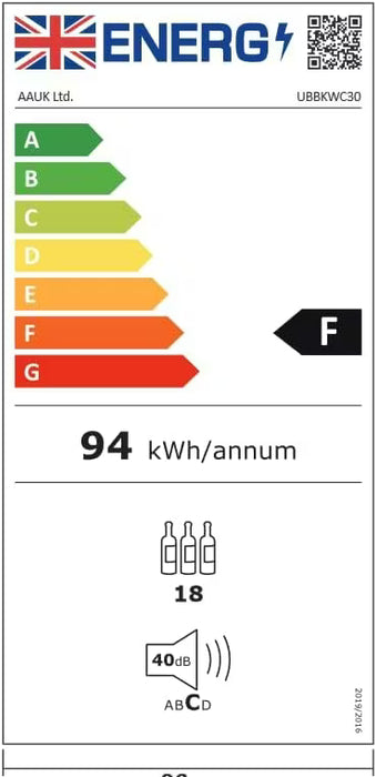 Cata Wine Cooler 18 Bottle Capacity • Wooden Shelves • LED Lighting • LED Temperature Display | UBBKWC30