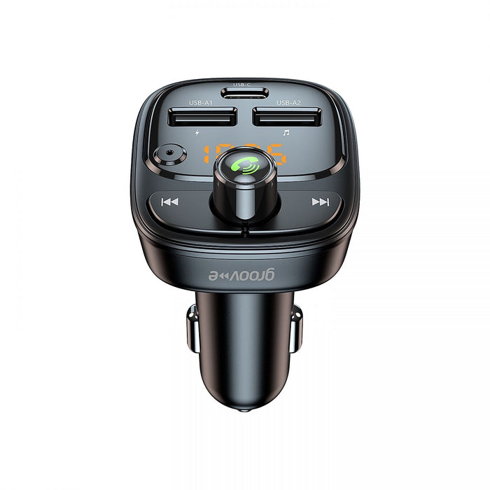Groov-e Tune Play Car FM Transmitter with Dual USB-A & USB-C Charger | GVMA131BK