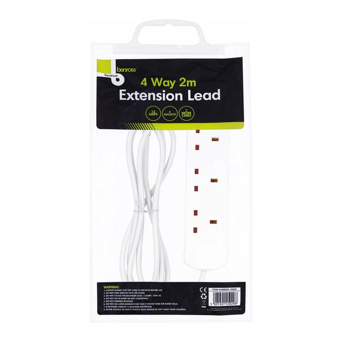 Benross 4 Way 2M Extension Lead - White | 450298