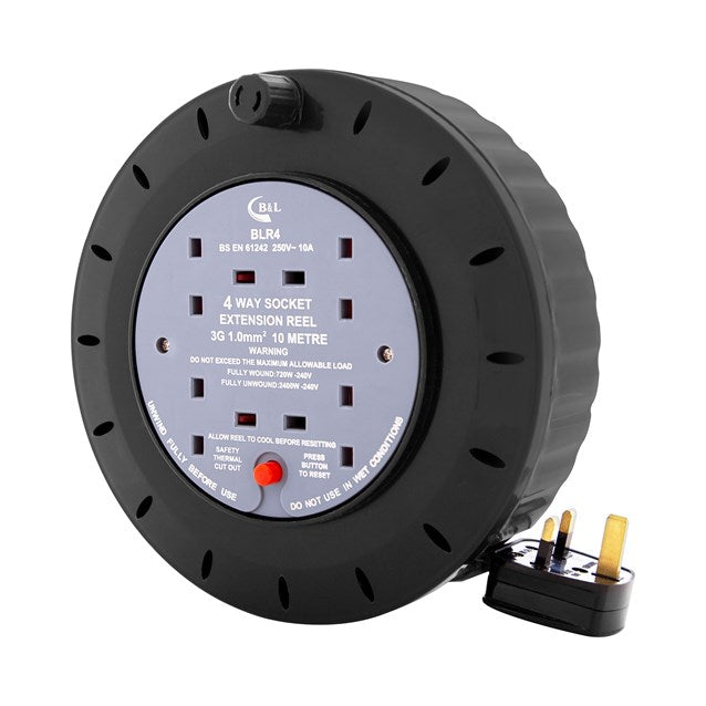 BENROSS 4 Way 10M Cable Reel - 10A || 48270