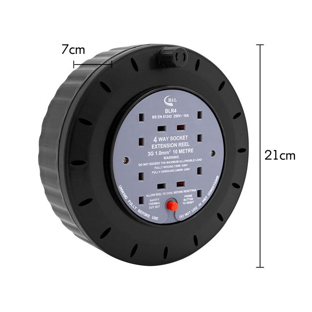 BENROSS 4 Way 10M Cable Reel - 10A || 48270