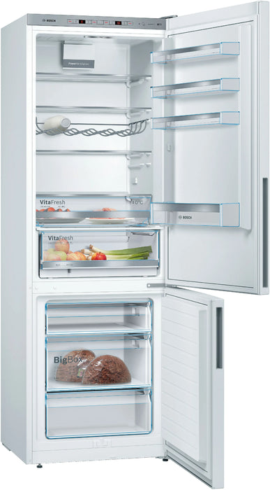 Bosch Series 6, free-standing fridge-freezer with freezer at bottom, 201 x 70 cm, - White | BSH KGE49AWCAG