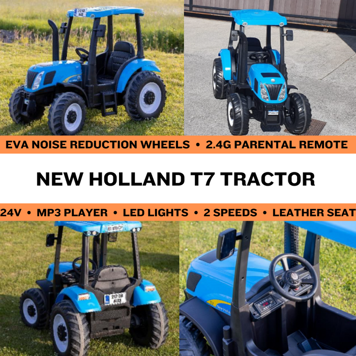 New Holland T7 Kids 24V Electric Ride-On Tractor || 033864
