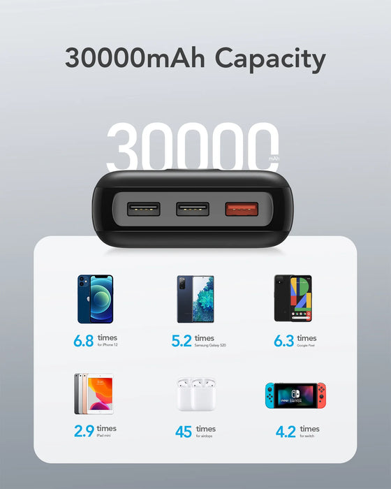 Veger L30S 30000mAh Power Bank with Digital Display - Black | W3008