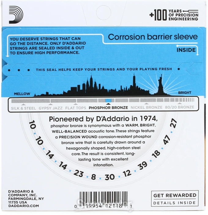 D'Addario EJ38 Phosphor Bronze 12-string Acoustic Guitar Strings - .010-.047 Light | EJ38