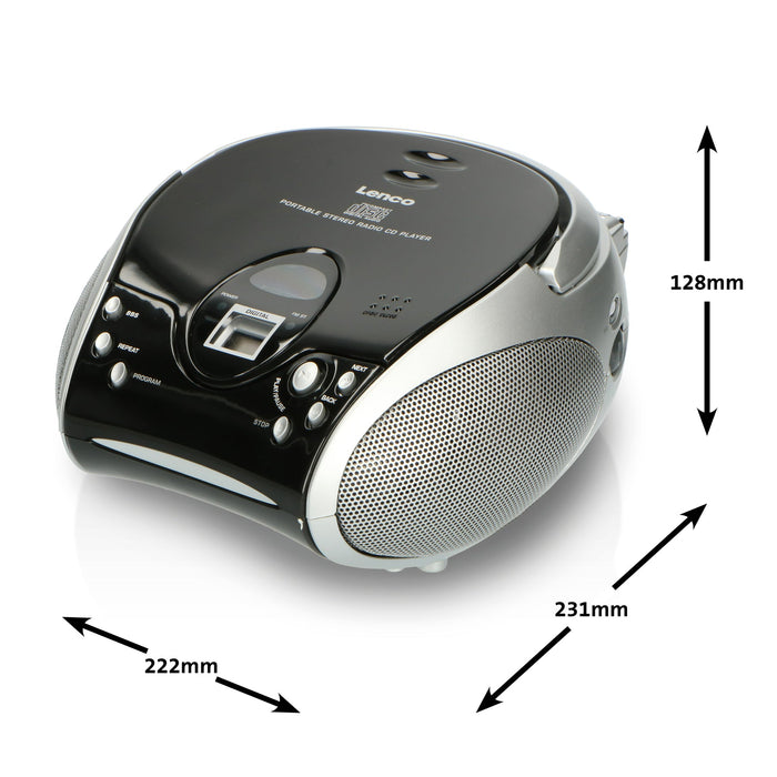 Lenco SCD-24 Portable Stereo FM Radio With CD Player - Black/Silver | SCD24B