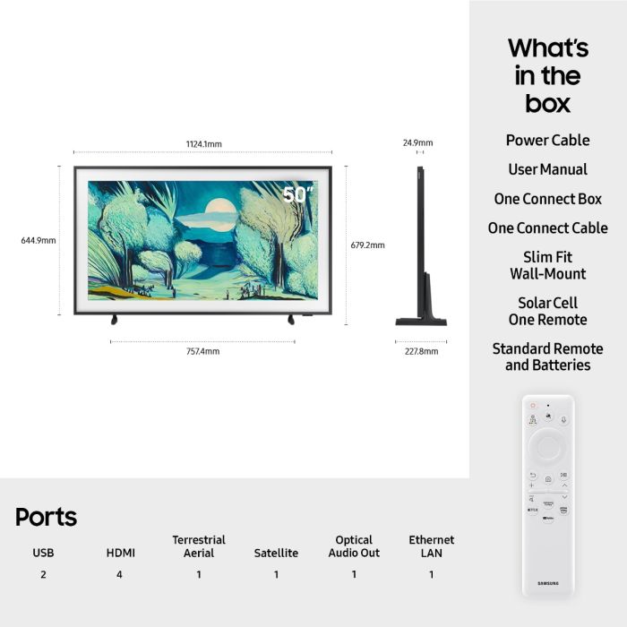 Samsung 50” The Frame LS03D QLED 4K Art Mode Smart TV (2025) | QE50LS03FAUXXU