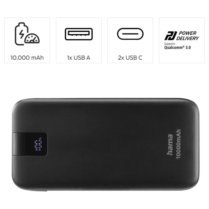 Hama 20000mAh Quick Charge 3.0 Power Bank - Anthracite Black | 514813