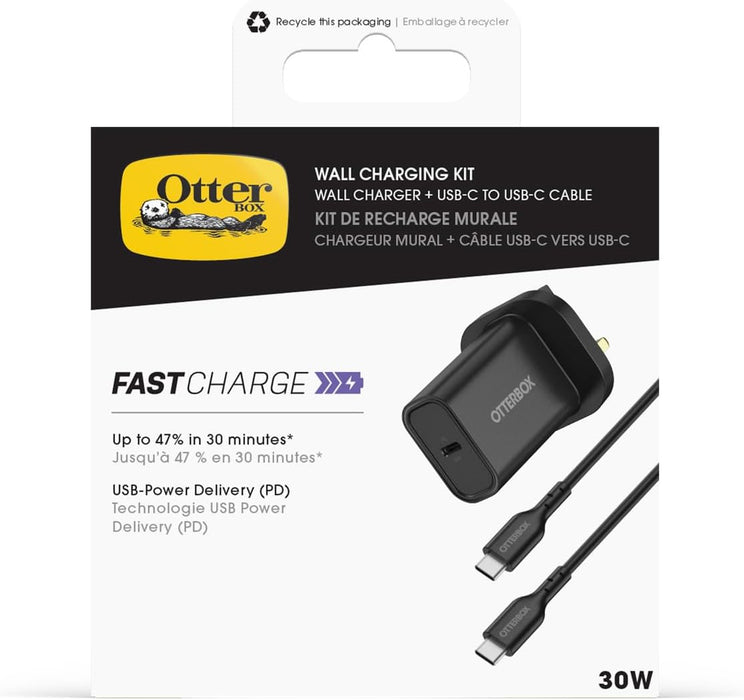 OtterBox Standard UK Wall Charger USB-C 30W + C-C Cable | 78-81568