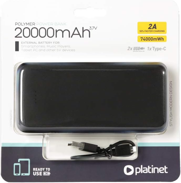 PLATINET Portable Power Bank 20,000 mAh | 458719