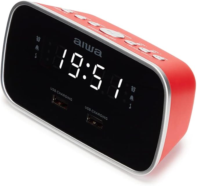 AIWA Alarm Clock FM Radio - Red | CRU-19RD