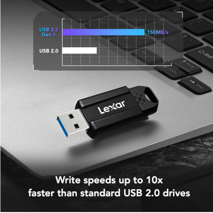 Lexar JumpDrive S80 32GB USB 3.2 Gen 1 Flash Drive with 256-bit AES - Black | LJDS080032G-BNB