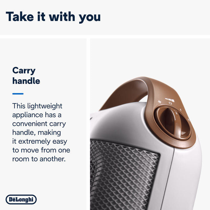 De'Longhi Capsule Ceramic Fan Heater, White | HFX30C18IW