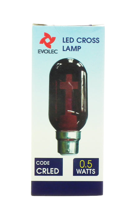 LED 0.5W BC Filament Cross (CRUCIFIX) Candle Lamp - Red | CLRLED