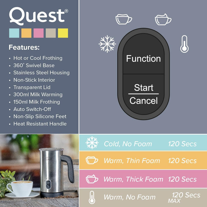 Quest Electric Milk Frother 0.3L - Stainless Steel | 34179