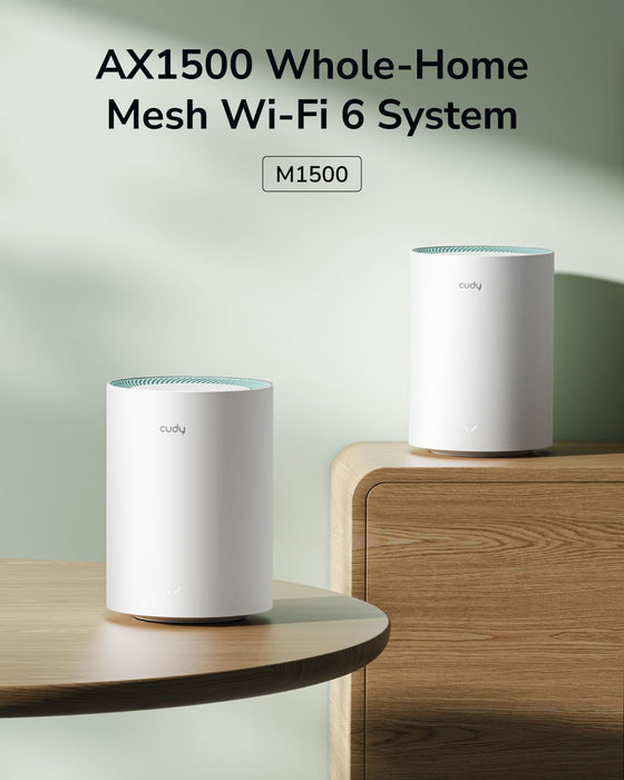 Cudy M1500 AX1500 Whole Home Mesh Wi-Fi 6 System with Gigabit Ports (3-Pack) | M1500