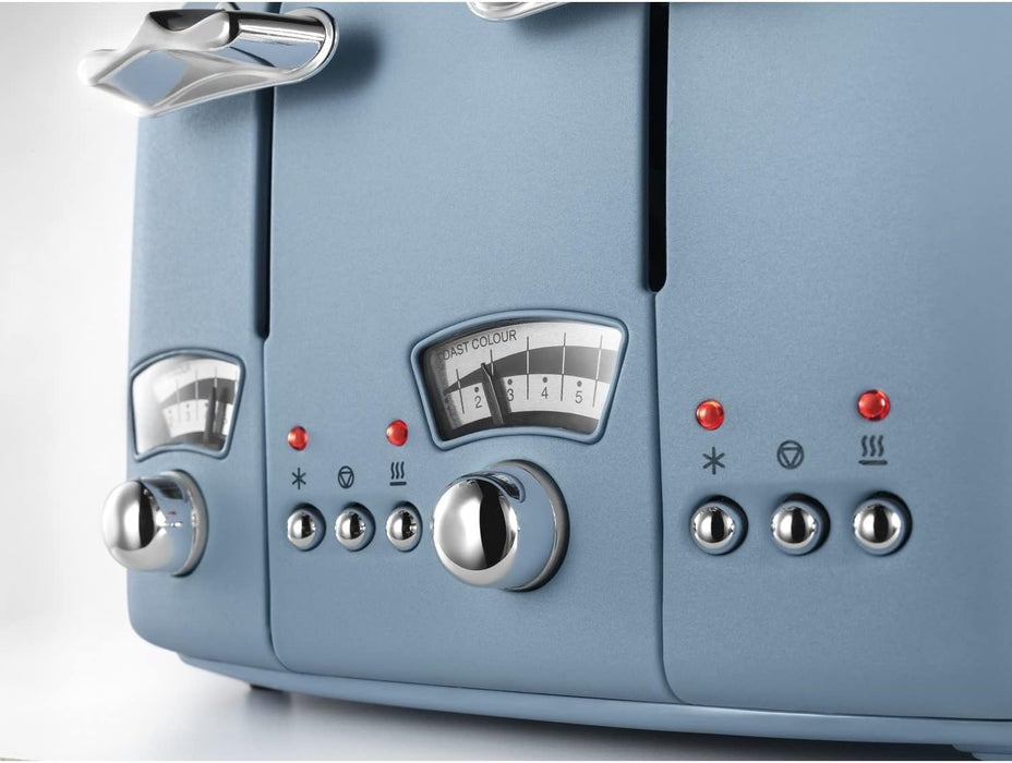 DELONGHI Argento Flora 4 Slice Toaster - Blue | CT04AZ