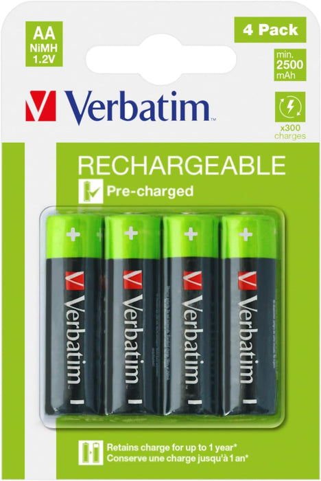 VERBATIM Rechargeable Battery AA 4 Pack | 49517