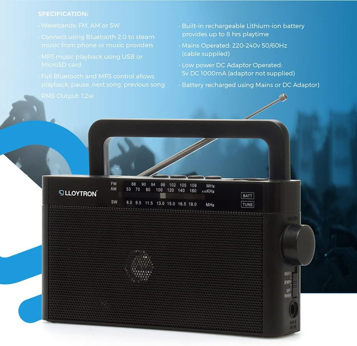 LLOYTRON RHAPSODY Rechargeable Portable Radio | PP6404