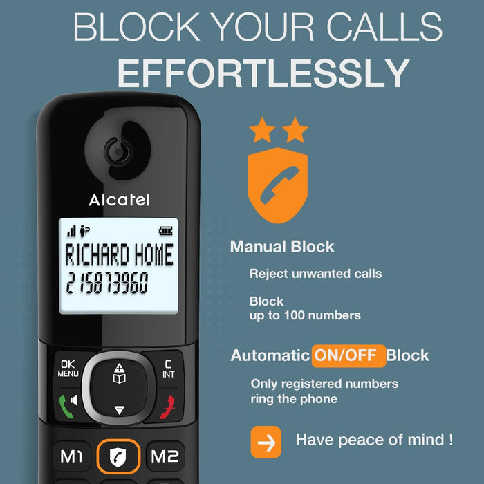 ALCATEL F860 Duo Twin Cordless Phone with Call Block | ATL1423525
