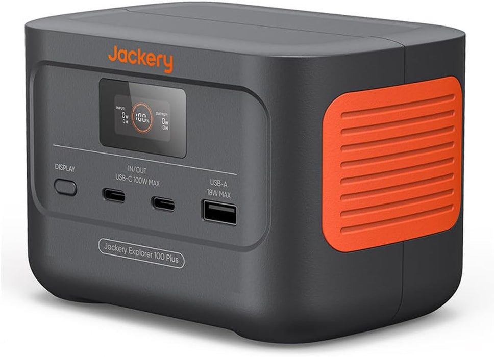 Jackery Explorer 100 Plus Portable Power Station 99Wh LiFePO4 with 128W Output and USB-C PD - Black | 263-21-0001-165