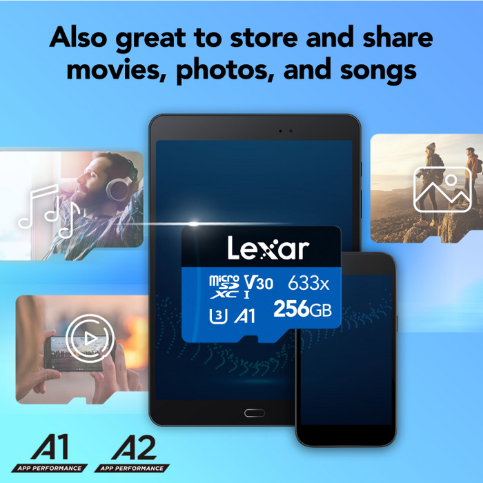 Lexar High-Performance 633x microSDXC UHS-I Card 256GB with SD Adapter | LSDMI256BB633A