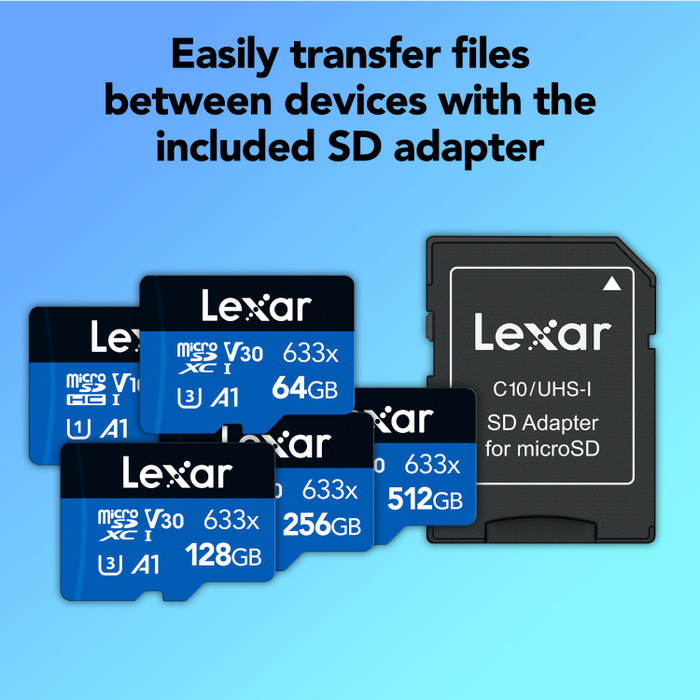 Lexar High-Performance 633x microSDXC UHS-I Card 256GB with SD Adapter | LSDMI256BB633A
