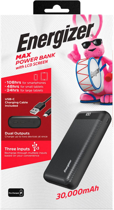 Energizer 30,000mAh 15W USB-C 3-Port Power Bank  | BUE30055PQ