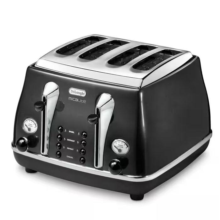Delonghi Icona Micalite 4 slice Toaster - Black | CTOM4003.BK