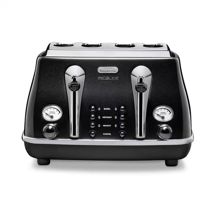 Delonghi Icona Micalite 4 slice Toaster - Black | CTOM4003.BK