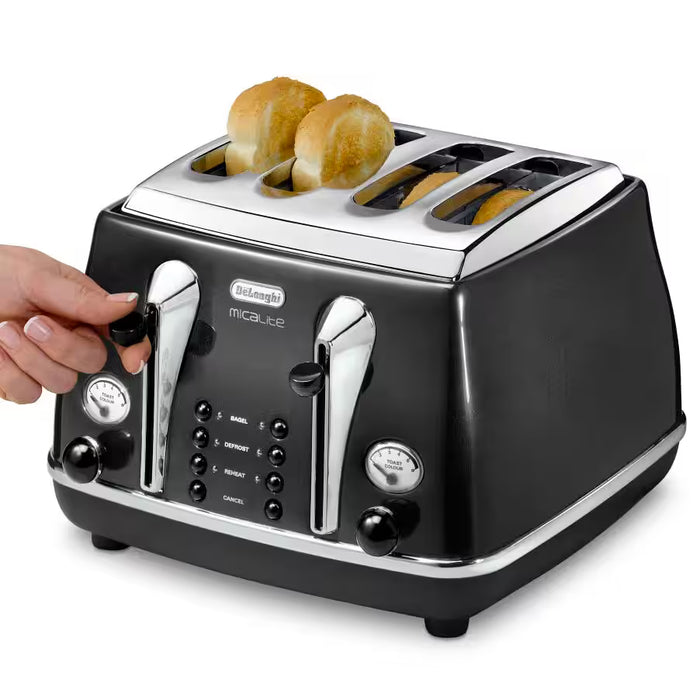 Delonghi Icona Micalite 4 slice Toaster - Black | CTOM4003.BK