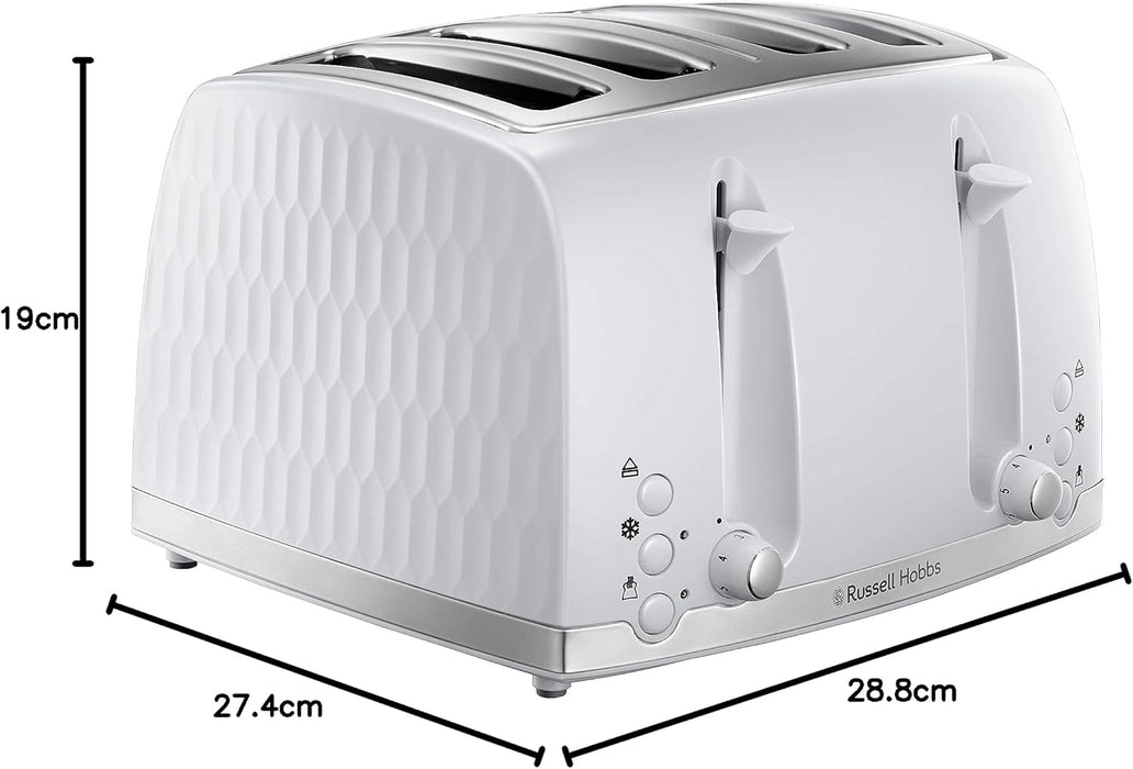 Russell Hobbs Honeycomb 4 Slice Toaster - White | 26070