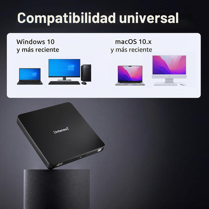 Intenso EOD 400D Slim External USB 3.2 CD/DVD Writer - Black | 5401400