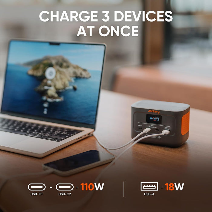 Jackery Explorer 100 Plus Portable Power Station 99Wh LiFePO4 with 128W Output and USB-C PD - Black | 263-21-0001-165
