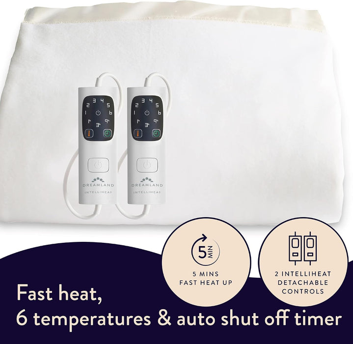 Dreamland Peaceful Dreams Heated Warming Overblanket King Size 215 x 225cm with Dual Controls and 6 Heat Settings - Ivory | 500005522