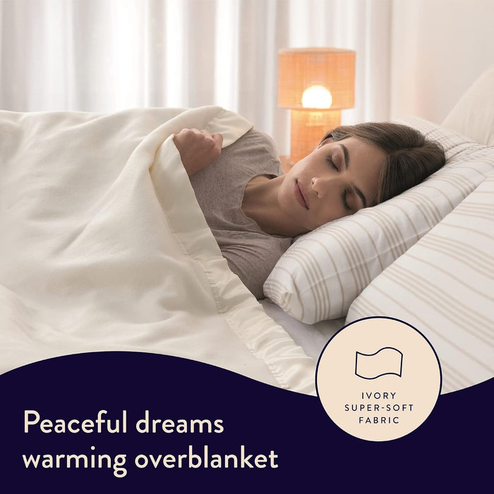 Dreamland Peaceful Dreams Heated Warming Overblanket King Size 215 x 225cm with Dual Controls and 6 Heat Settings - Ivory | 500005522