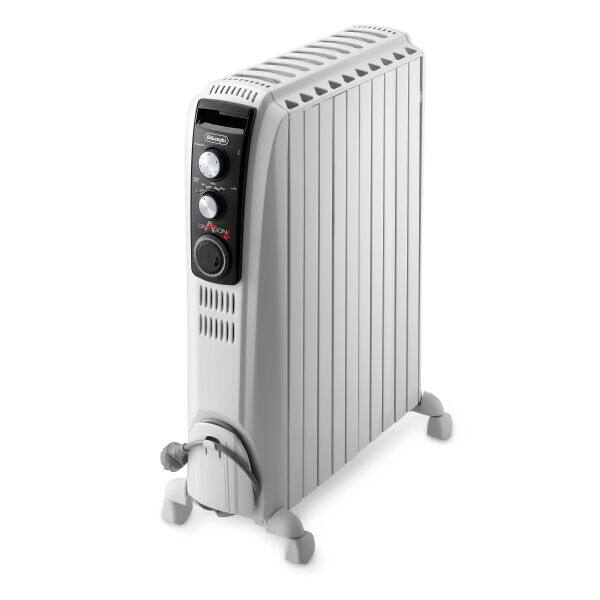 Delonghi Dragon 4 Oil filled radiator 2.5KW with mechanical timer - White | TRD41025T