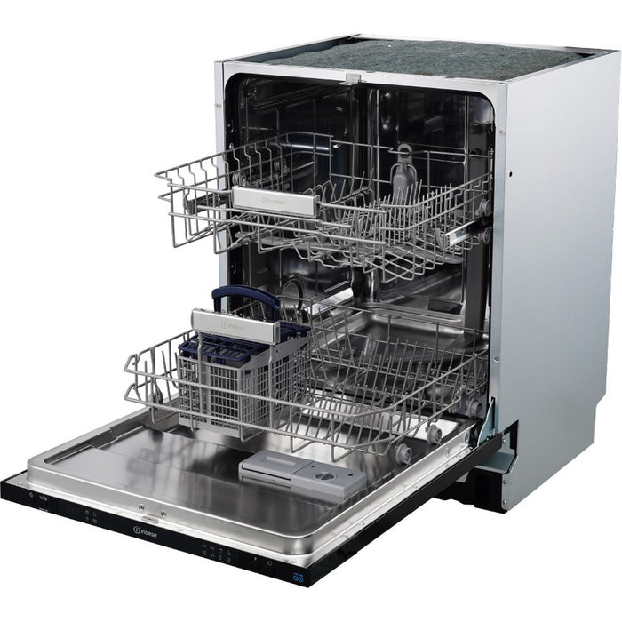 Indesit Integrated Full Size Dishwasher - Black Control Panel with Fixed Door Hinge Kit | IN2IE13CNO8UK