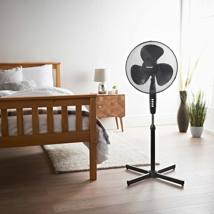 BENROSS Fan Benross 16" Oscillating Pedestal Fan - Black | 438302 IRWINS MEGASTORE