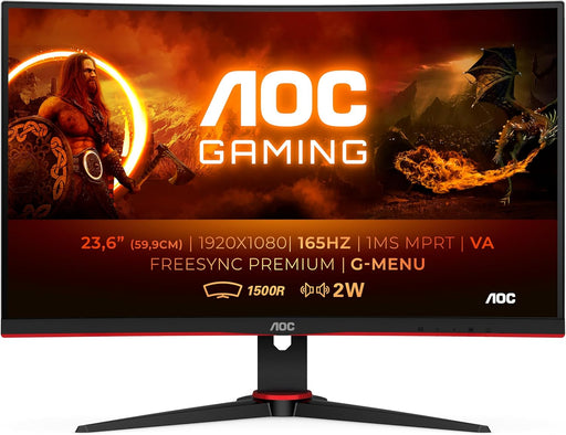 AOC Monitor AOC 24" Gaming Monitor G Line Curved 165Hz FHD | C24G2AE/BK IRWINS MEGASTORE